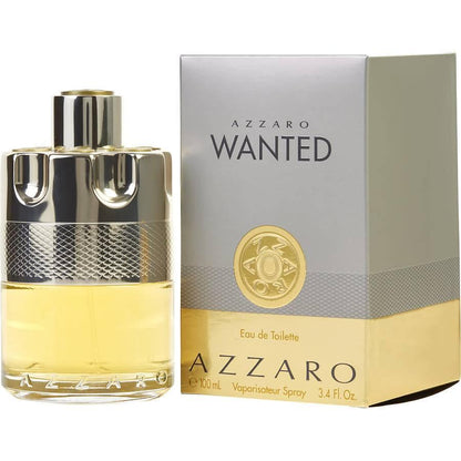 Azzaro Wanted perfume bottle and packaging on a white background