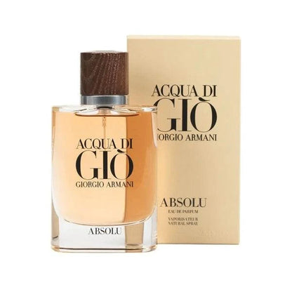 Acqua di Giò Absolu perfume bottle and packaging on a white background